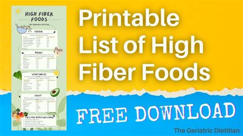 Printable List Of High Fiber Foods Free Pdf And Bonus Recipe The
