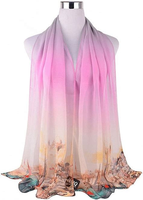 Summer Scarves Women Solid Color Long Style Soft Gradual Lady Scarf