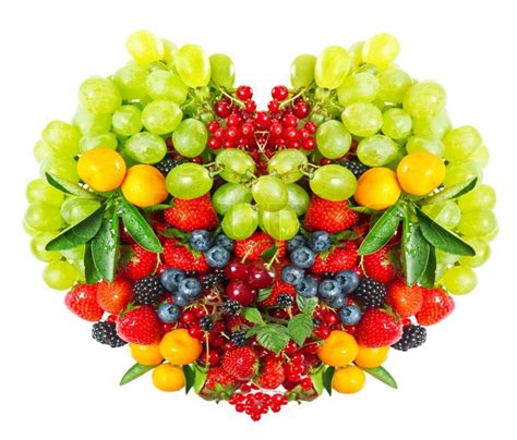 Heart Shape Of Mixed Berries And Fruits Stock Photo Colourbox