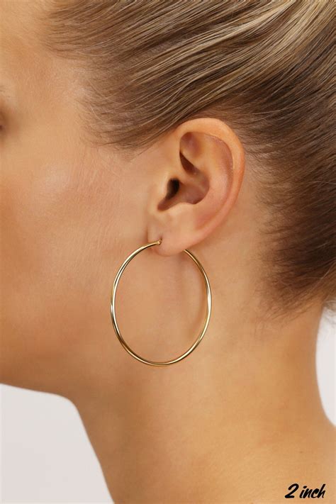 K Gold Big Hoop Earrings Large Hoops For Women Inch Etsy