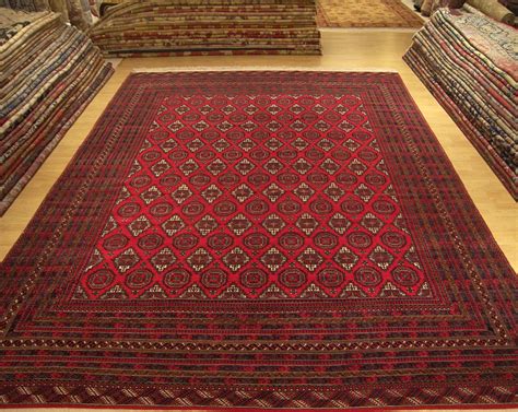 10x13 Handmade Turkomad Bukhara Afghan Wool Rug