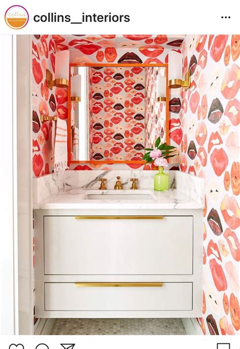 Not Sure About The Color But Fun Wallpaper In 2020 Simple Bathroom