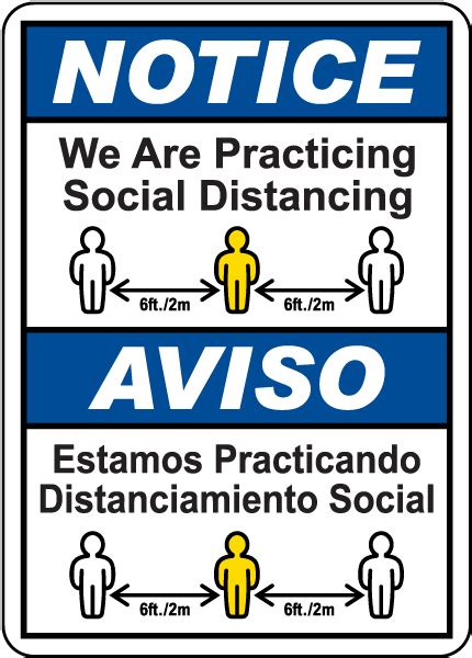 Bilingual We Are Practicing Social Distancing Sign D6004bi