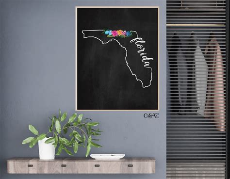 State Of Florida Poster Print Florida State Printable Wall Art Etsy