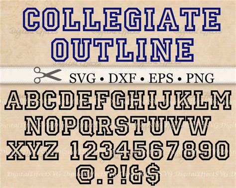 Collegiate Varsity Font Monogram Svg Dxf Eps Png Varsity Etsy