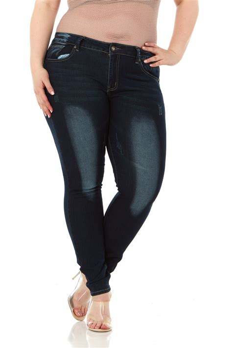 Vip Jeans Plus Size Mid Rise Skinny Jeans Classic Basic Blue Plus