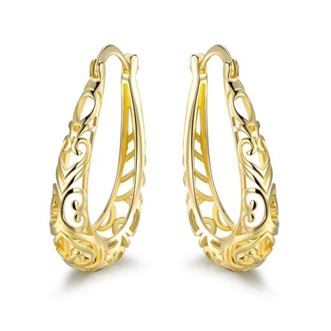 Peermont Jewelry 18k Gold Plated Filigree Hoop Earrings