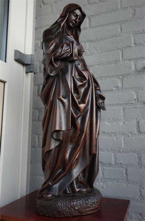 Large Antique And Remarkable Hand Carved Mourning Mary Magdalene Church