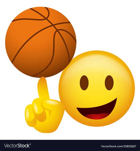 Emoticon Spinning A Basketball On His Finger Vector Image