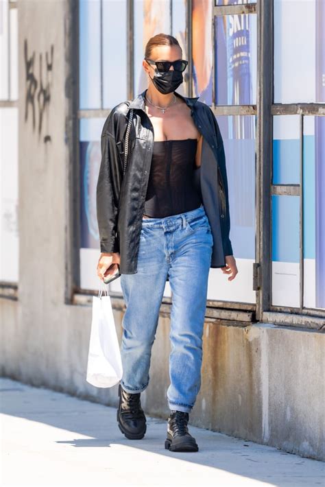 Irina Shayk Wearing Corset Top And Low Rise Jeans In Nyc Popsugar Fashion Photo