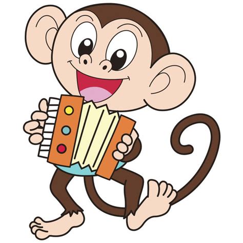 Cartoon Monkey Playing Accordion Wall Decal Wallmonkeys