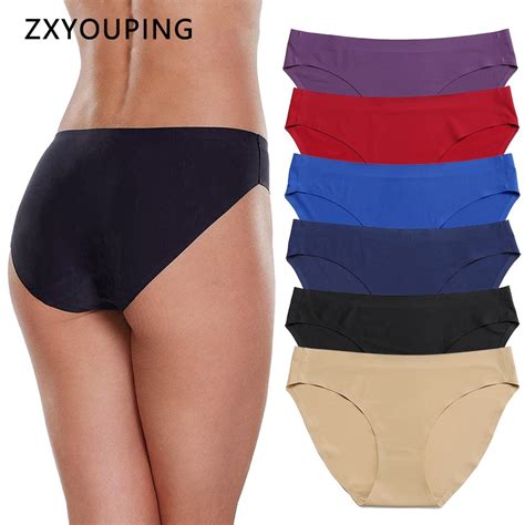 ice silk seamless panties women sexy brief low rise solid underwear full back us size xs l