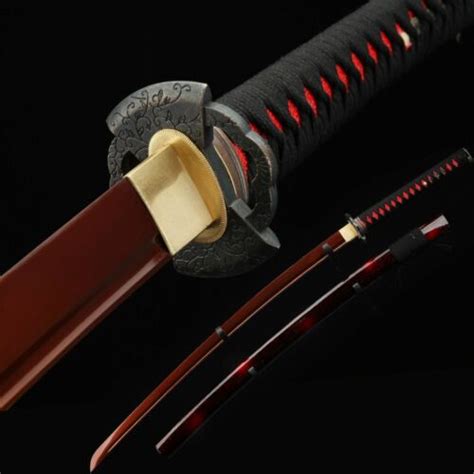 Red Katana Handmade Japanese Katana Sword With Blood Red Blade And