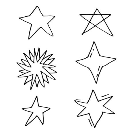 Premium Vector Hand Drawn Stars Set Star Doodles Collection On White