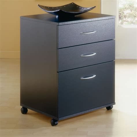 It normally has a thumb latch for locking drawers. 3-Drawer Home Office Filing Cabinet with Casters in Black ...