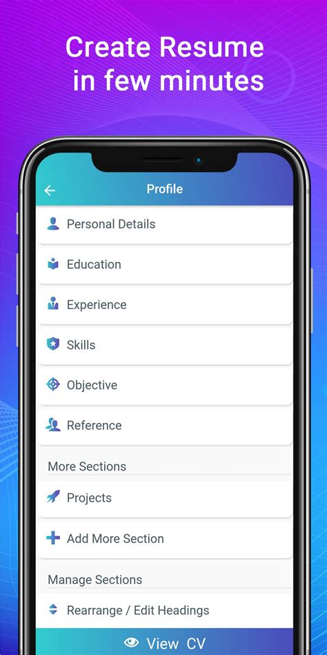 Also provide details regarding education, projects, work experience. Resume Builder App Free CV maker CV templates 2020 for ...