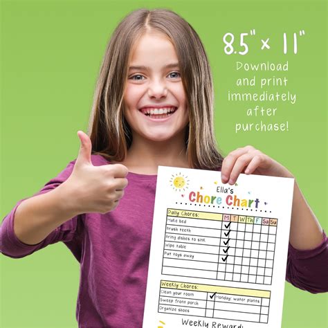 Chore Chart For Kids Kids Chore Chart Editable Printable Etsy Australia