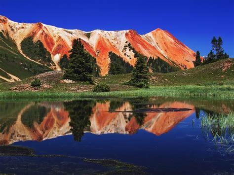 Red Mountain Reflected In Alpine Tarn In Gary Cooper Gulch Ouray