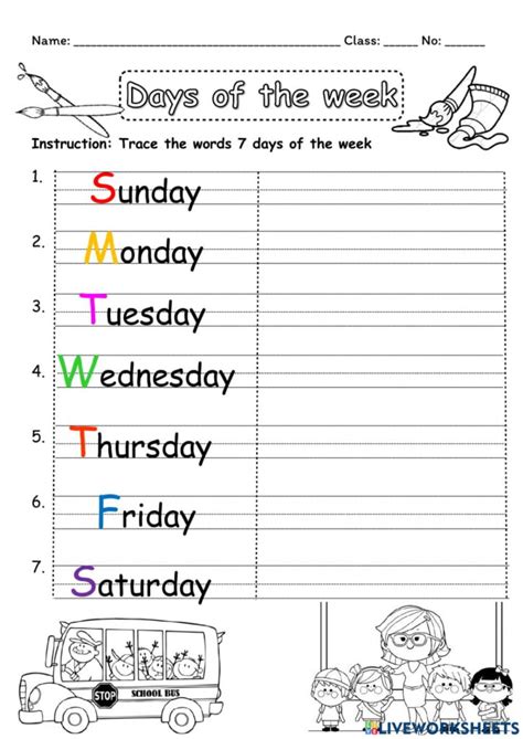 Trace Days Of The Week Worksheet Free Printable