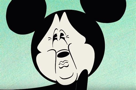 The Face Of Mickey Mouse Is Drawn In Black And White On A Green Background