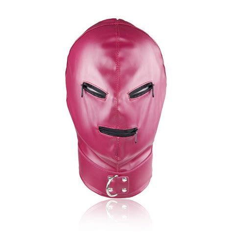 onglyp sex leather hood headgear for adults game sexy exotic devil mask with zipper open eyes
