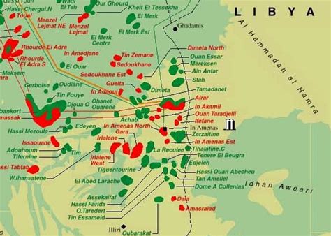 Map Of Algerian Oil And Gas Fields Showing Location Of Hostage Crisis