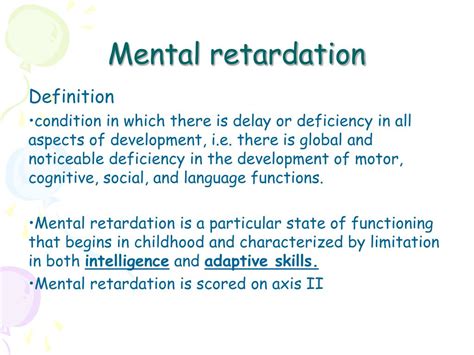 Categories Of Mental Retardation