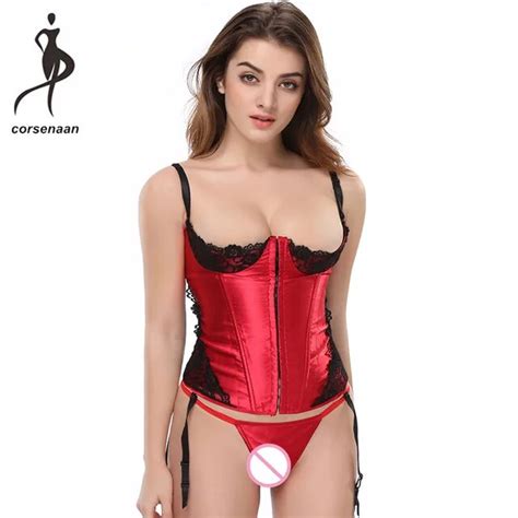 Removable Straps Sexy Erotic Lingerie Half Cup Lace Up Boned Corest With Suspenders Plus Size