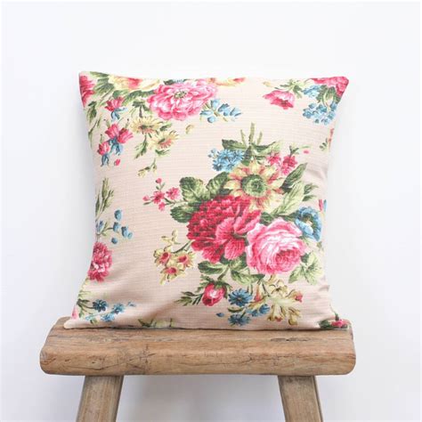 Pink Vintage Floral Fabric Cushion By Magpie Living