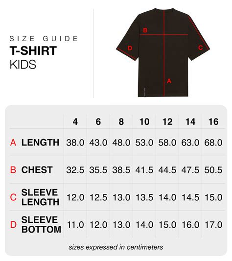 Size Guide Kids T Shirt Vision Of Super