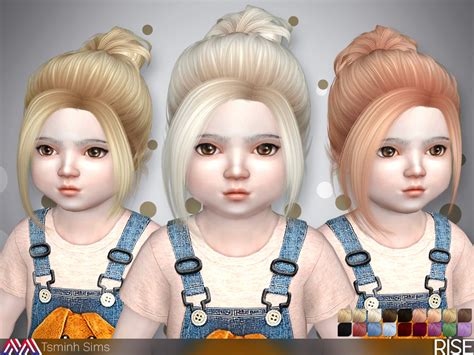 Tsminhsims Rise Hair 34 Toddler In 2020 Toddler Hair Sims 4