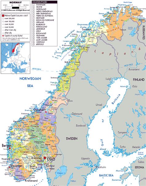 Large Political And Administrative Map Of Norway With