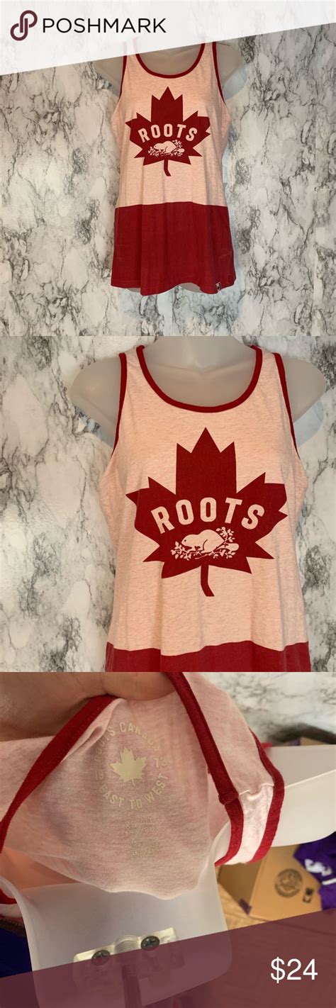 Roots Logo Canadian Maple Leaf Tank Top Pink Red A Pink Tank Top Canadian Maple Leaf Roots Logo