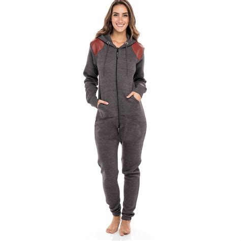 Womens Charcoal Adult Onesie One Piece Non Footed Pajama Jumpsuit