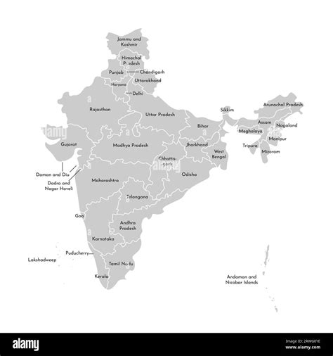 Vector Isolated Illustration Of Simplified Administrative Map Of India