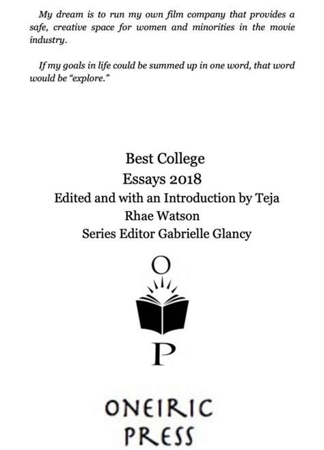 New Vision Learning Best College Essays 2018 Ebook