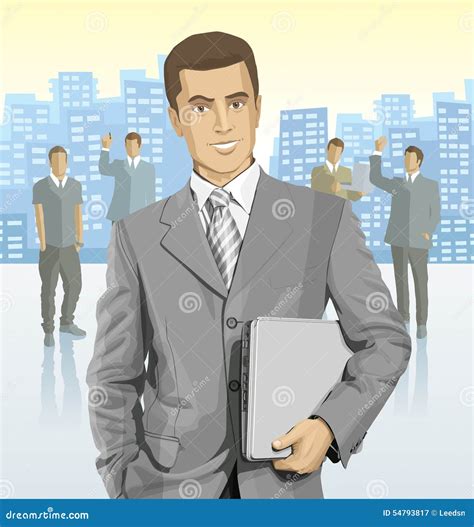 Vector Businessman And Silhouettes Of Business People Stock Vector