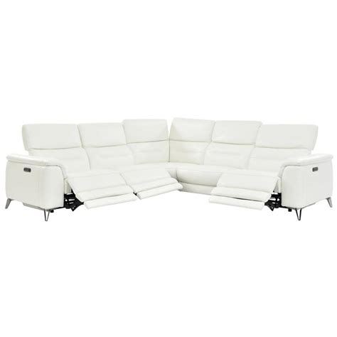 Anabel White Leather Power Reclining Sectional With 5pcs3pwr El