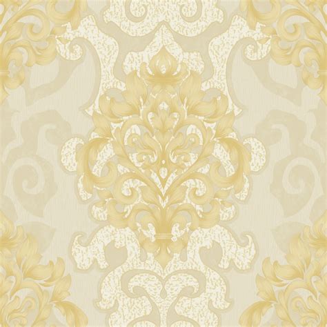 Cream And Gold Damask Wallpaper A18 1p45 Decor City