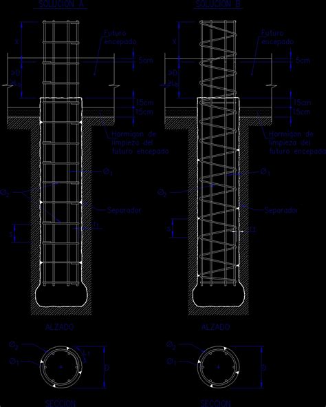 Piles Foundation Dwg Block For Autocad • Designs Cad