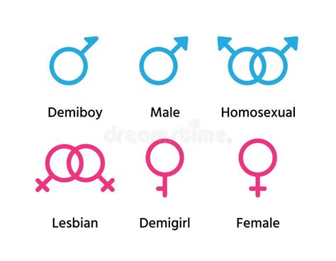Gender Symbols Orientation Signs Vector Illustration Set Outline