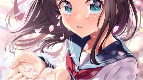 Download 1920x1080 Anime Girl Crying Tears Sakura