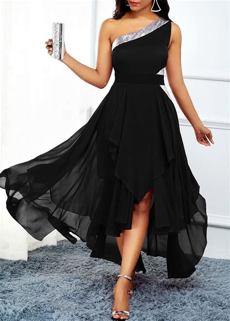 High Waist One Shoulder Asymmetric Hem Dress Usd 4498