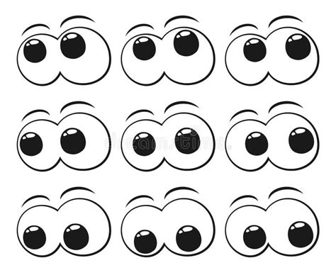 Set Of Cartoon Eyes Looking In All Directions Stock Vector