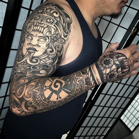 aztec tattoos sleeve drawings