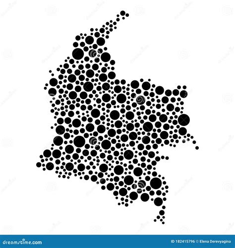 Colombia Map From Black Circles Of Different Diameters Or Spots
