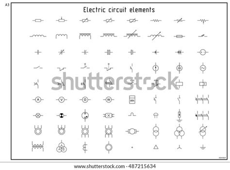 Set Vector Electric Circuit Elements Electric Stock Vector Royalty