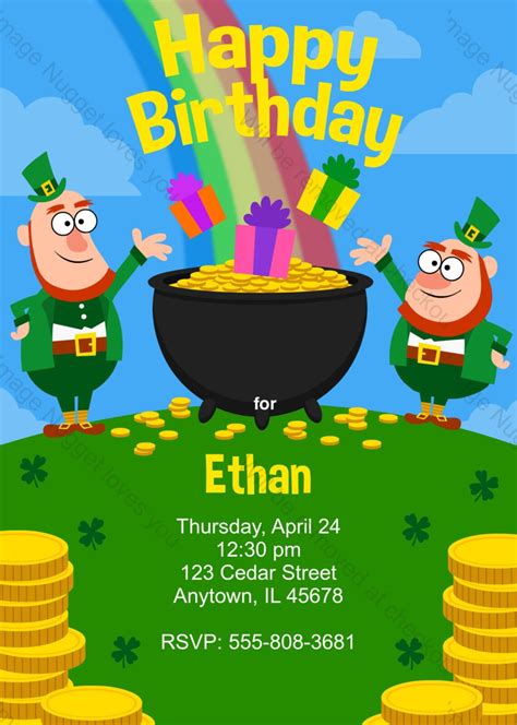 Leprechaun Birthday Invitation Printable Design Etsy