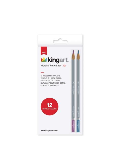 Small Classic Kingart Metallic Colored Pencils In Tin 12 Unique