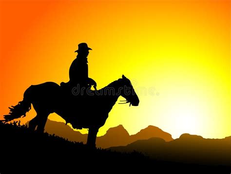 Sunset Cowboy Stock Vector Illustration Of Sunrise Happiness 5708964